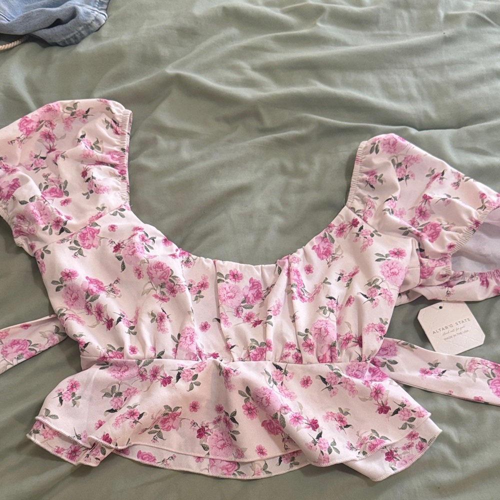 Altar'd State Pink Floral Blouse